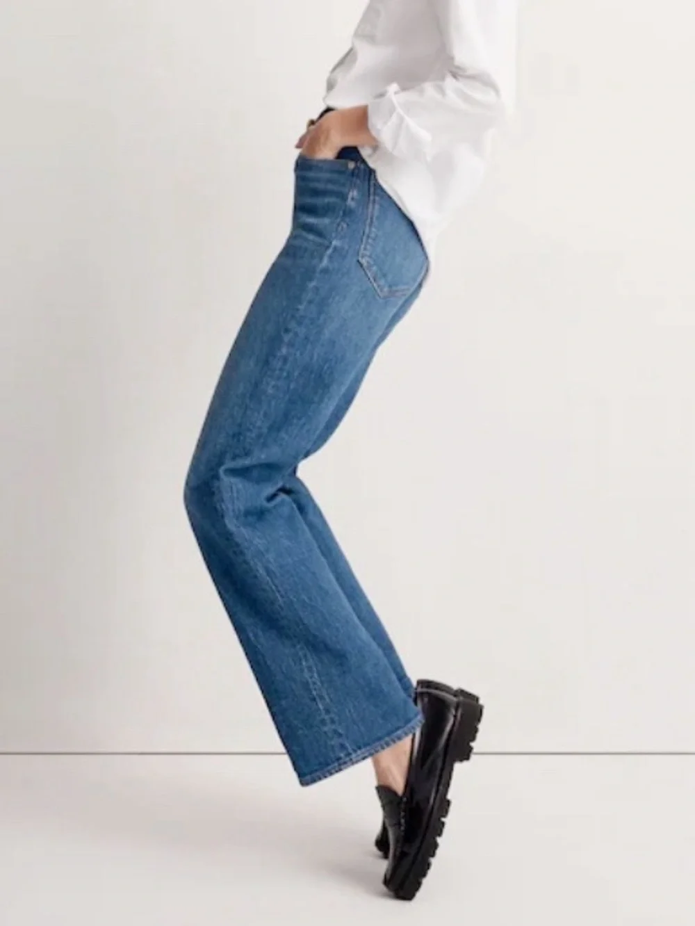 Madewell Perfect Vintage Wide Leg Jeans Size 26P Medium Wash High Rise Denim - Picture 2 of 14
